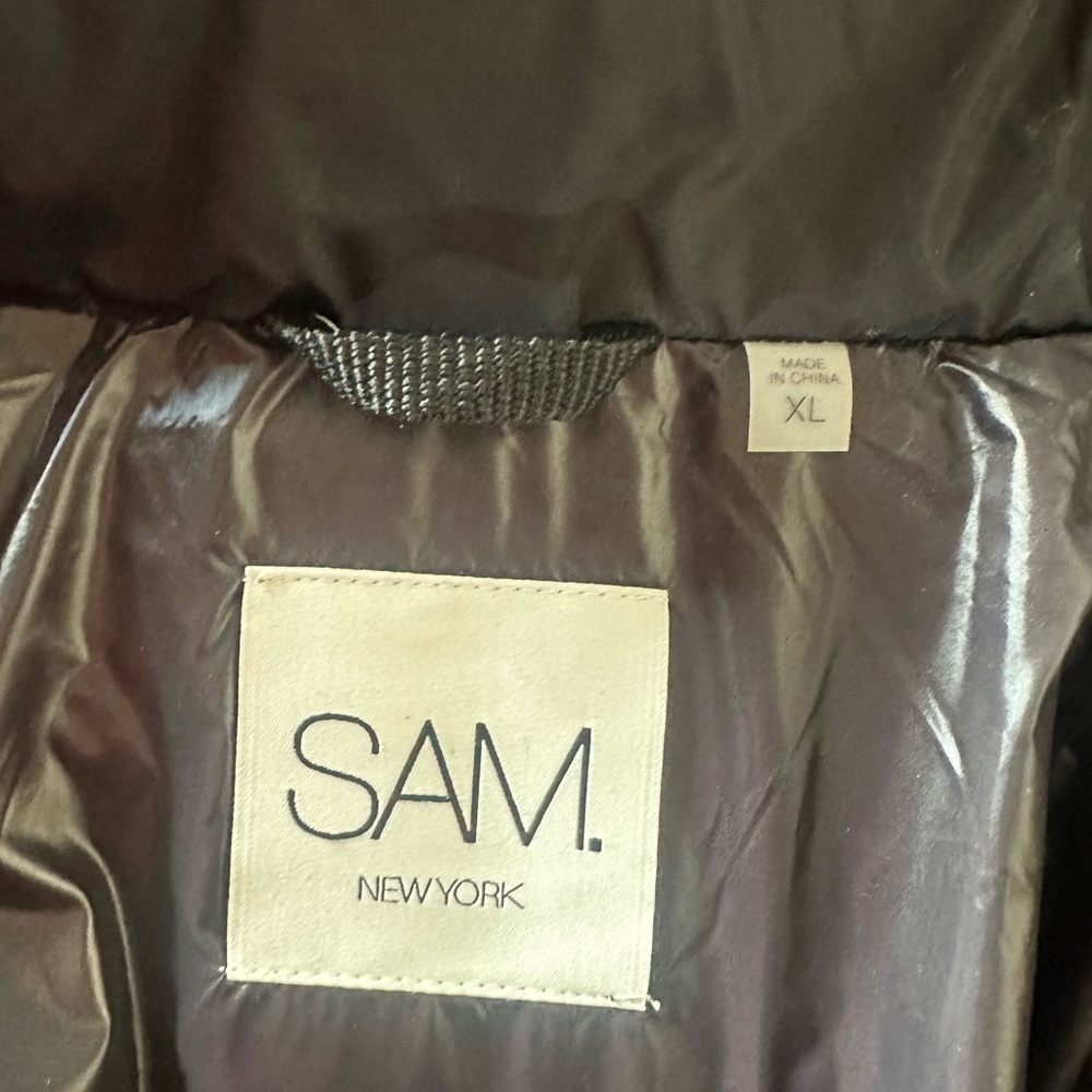 SAM New York black jacket size XL NEVER WORN real fox fur